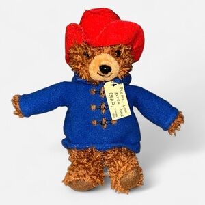 Charming Brown Teddy Bear with Red Hat and Blue Outfit
